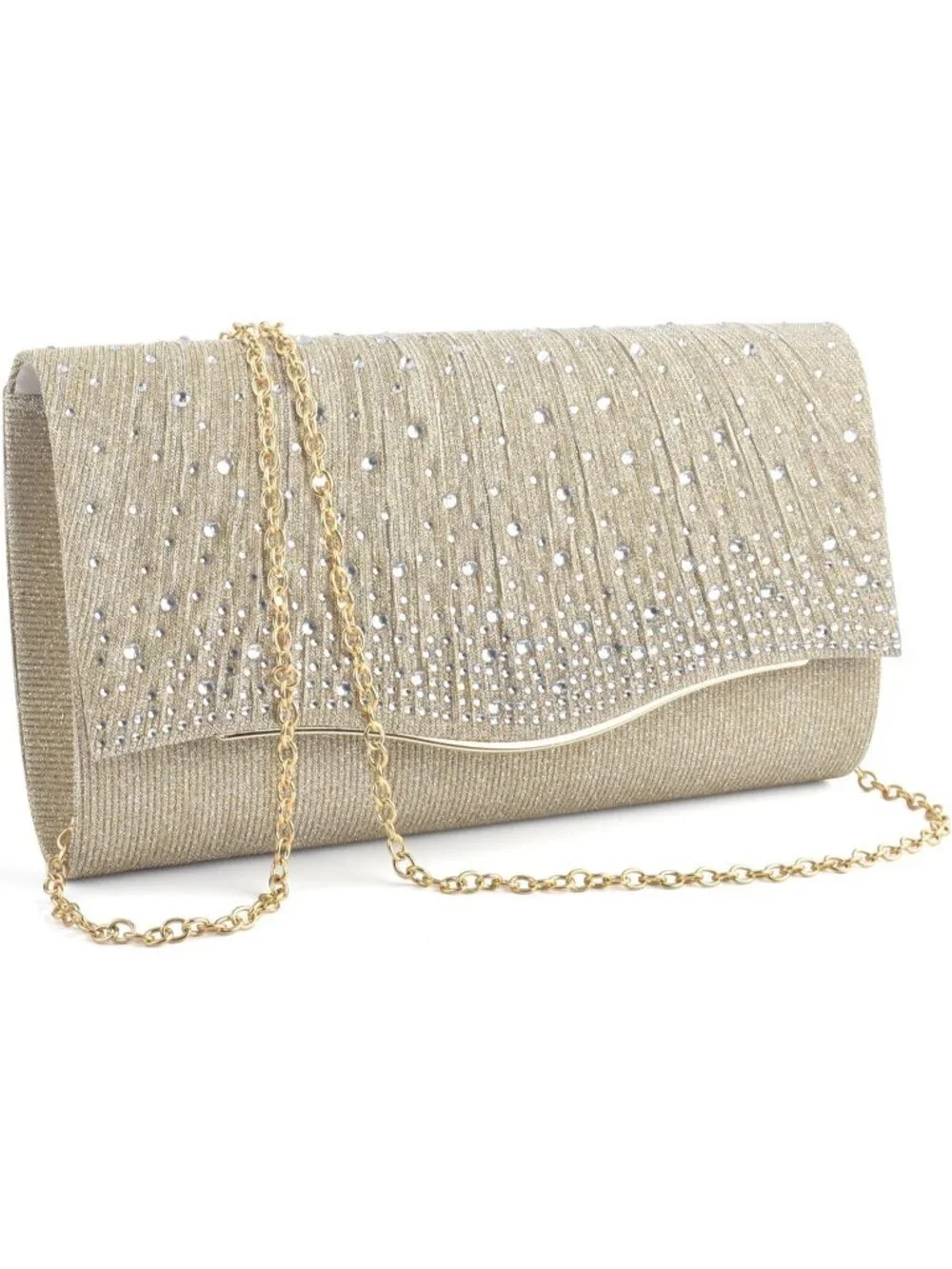 👜 Women's Champagne Suede Evening Shoulder Bags Envelope Party Cocktail Clutch